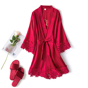 S892A Bride Lace Bridesmaid Group <strong>Cardigan</strong> Women's <strong>Wedding</strong> Nightgown Robes - Product Image 6