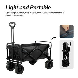 घरेलू बहुउद्देशीय धातु फ्रेम मुड़ा समुद्र तट के बगीचे ढहने वाले आउटडोर 4 व्हील वैगन कैंपिंग कार्ट्स - Product Image 3