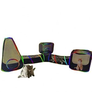 Nouvelle Tente de Jeu Extérieure Portable 4-en-1 Arc-en-ciel pour Chat, Certifiée BSCI, avec 3 Tunnels de Jeu Respirants - Product Image 1