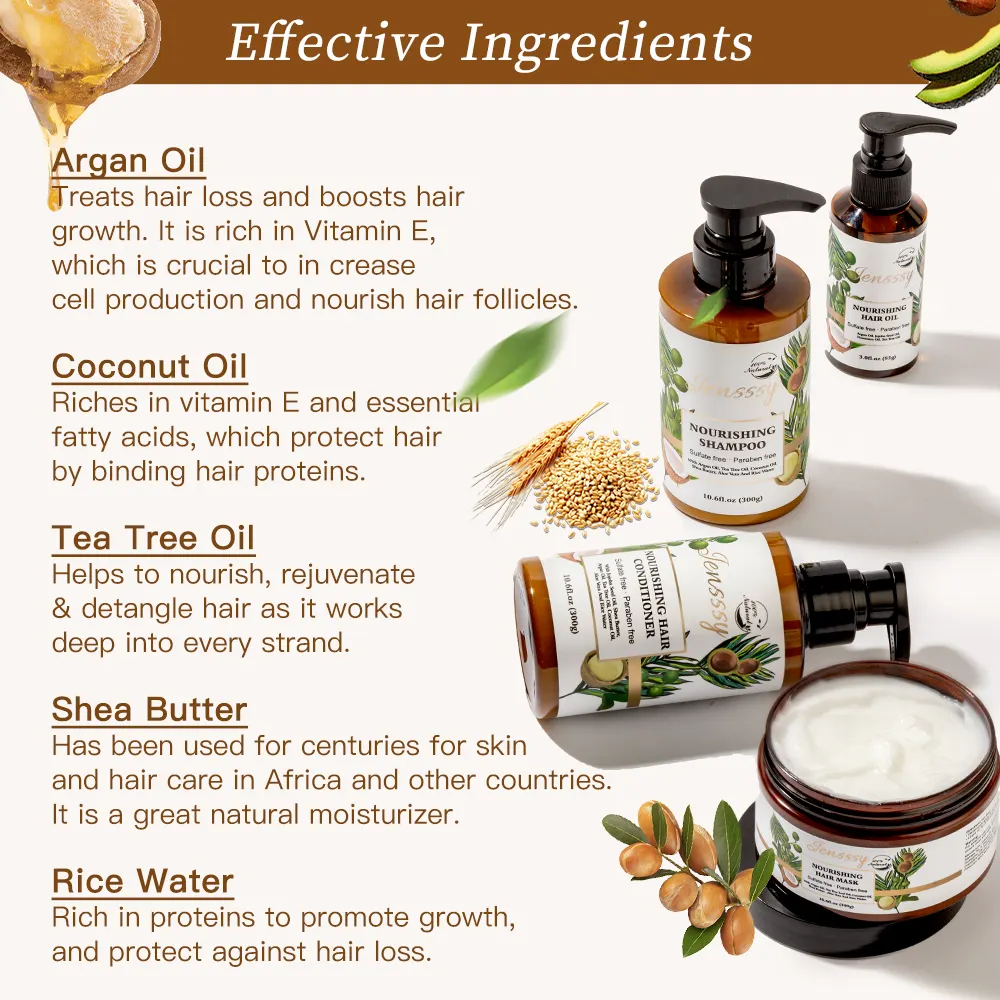 anti-hair loss Repairing private label biotin argan oil custom hair growth oil treatment shampoo 100% natural hair care set
