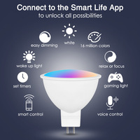 Ampoule LED intelligente Tuya, contrôle par application, compatible avec Alexa et Google Home, changement de couleur RGBCW, WIFI, GU5.3/MR16, DC12V, ampoules LED