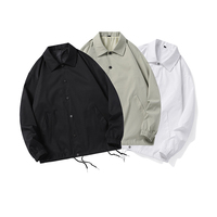 Veste de coach pour hommes ODE/OEM, vente flash, logo personnalisé, grande taille, veste de coach unie noire, coupe-vent, veste de coach