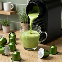 Cápsulas de Matcha de Grado Ceremonial, 10 Cápsulas de Aluminio Compatibles con Nespresso, Té Verde en Polvo, Bebida Instantánea