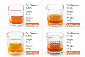 Vaso Cuadrado para Whisky de 380 ml |   Vaso de whisky de base pesada estilo Old Fashioned |   Patrón de Corte Cristalino, Apto para Lavavajillas, Venta al por Mayor - Product Image 6