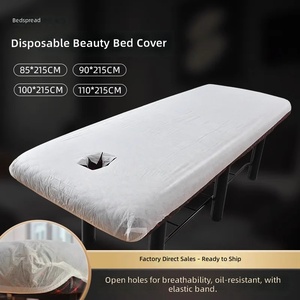 Housse de lit <span class=keywords><strong>jetable</strong></span> non tissée, drap-housse élastique avec trous, anti-poussière, <span class=keywords><strong>protection</strong></span> pour <span class=keywords><strong>table</strong></span> de <span class=keywords><strong>massage</strong></span> de salon de beauté - Product Image 4