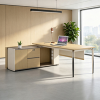 Bureau de direction moderne et simple avec armoire latérale, structure métallique, mobilier de bureau commercial