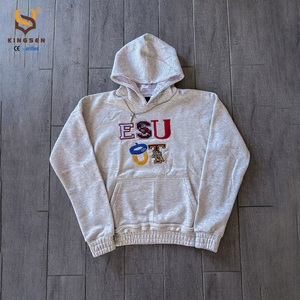 OEM Custom Embroidery Logo 450 GSM French Terry 100% Cotton Acid Washed Sun Fade Vintage Boxy Men Hoodie - Product Image 3