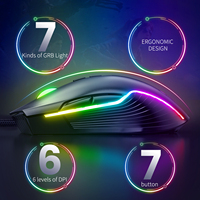Souris de jeu filaire Onikuma CW905 pour PC, ordinateur portable et ordinateur Mac avec design ergonomique, 6400 DPI réglable