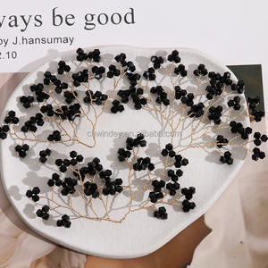 Design de couleur personnalisé fait à la main 3D fil de mariée grande fleur de cristal accessoire de cheveux strass corsage appliqué <span class=keywords><strong>Dor</strong></span> robe - Product Image 2