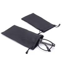 Sac à lunettes portable à double cordon de serrage, noir, rectangulaire, avec remise en gros en stock