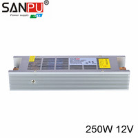 SANPU Transformateur LED à cadre ouvert 240W Slim 100V 250V 20A Alimentation électrique AC DC Utilisation industrielle 12V 20A Alimentation électrique à découpage