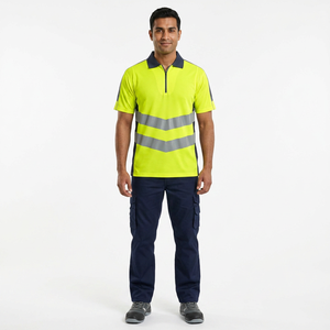 Polo de travail haute visibilité réfléchissant pour hommes, vêtements de travail, polos de construction, polos de protection et de sécurité 2025 - Product Image 1