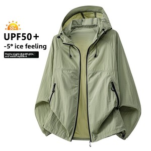 UPF50+ UV-Protective Ice-Silk Hooded Wrinkle-Resistant 100% Nylon 3D Pattern Zipper Closure Breathable Summer Outdoor Unisex