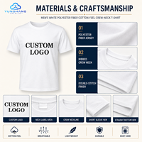 T-shirt décontracté pour homme en coton pur blanc, col rond, manches courtes, léger, écologique, séchage rapide, coupe ample, personnalisable avec logo