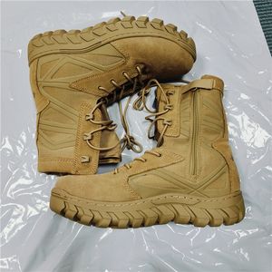 Botas de lona DFA120 color caqui y negro con rayas reforzadas y cremallera lateral en las mangas, botas de lona para bosque y jungla. - Product Image 2