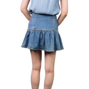 Jupe tendance pour femmes d'été avec bords à volants irréguliers et jupe trapèze en denim tendance - Product Image 4