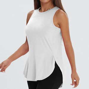 เสื้อกั๊กแขนกุดโลโก้แบบปรับแต่งได้สำหรับผู้หญิงพร้อมช่องด้านข้างสำหรับใส่เล่นกีฬาในฤดูร้อนสำหรับวิ่งโยคะ - Product Image 1