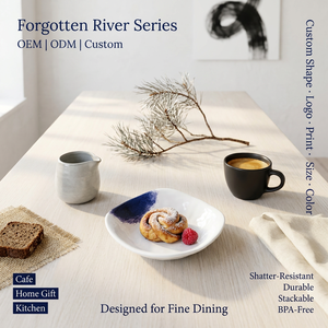 <span class=keywords><strong>Assiette</strong></span> en mélamine Lethe Abyss à bord sculpté, incassable, finition saphir, pour desserts, charcuterie, pique-nique enfant, OEM ODM, achat en gros - Product Image 1