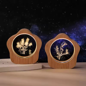 Custom Crystal Planet Sphere Light Wooden Star <strong>Moon</strong> Saturn Solar System Crystal Ball Night Light Table Lamp Gift - Product Image 2