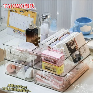 Acrylic <b>Storage</b> <b>Box</b> Rectangle Clear With Handles For Desktop Drawer Organizers - Product Image 2