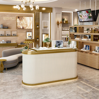 Comptoir et vitrine d'îlot de présentation avec éclairage LED, présentoir multi-niveaux pour cosmétiques et produits pour les ongles, forme octogonale moderne