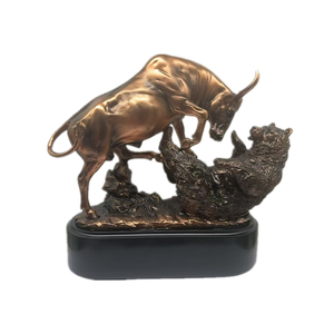 Weibista 수지 청동 월 스트리트 황소 동상 황소 곰 트로피 - Product Image 1