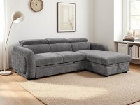 Canapé d'angle moderne de luxe en tissu velours côtelé moelleux avec rangement intégré pour salon