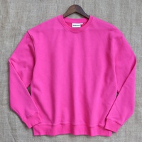 Sweat-shirt personnalisé à col ras du cou, col, poignets et ourlet côtelés, en molleton de coton épais, couleur fuchsia unie, à manches longues, décontracté