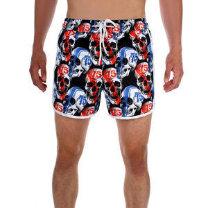 Men's <b>Skull</b> Pattern Board Shorts Quick Dry Drawstring Casual Swim Trunks Short Length - Product Image 1
