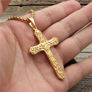 Gold <b>Cross</b> Pendant Necklace Geometric Design For Men Women Gift Jewelry - Product Image 3