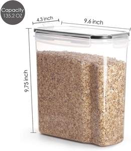 Recipientes Grandes Herméticos para Almacenamiento de Alimentos de 4L, Juego de Recipientes Rectangulares de Plástico para Almacenamiento de Cereales para la Organización de la Despensa de la Cocina - Product Image 3