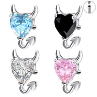 INS Halloween argent placage bijoux mignon dessin animé Zircon petit diable boucles d'oreilles pour les femmes