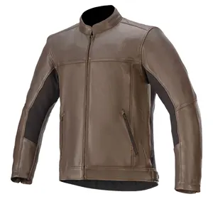 नई सुपर सॉफ्ट परफेक्ट जैकेट पुरुषों के भूरे रंग के चमड़े के जैकेट उच्च गुणवत्ता 100% शुद्ध शेपस्किन चमड़े के बाइकर जैकेट फैशन 2023