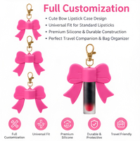 Étui à rouge à lèvres personnalisé en silicone en forme de nœud, porte-clés, support de tube de rouge à lèvres vide, breloque de sac, accessoire de mode, cadeau pour femmes, filles, amies