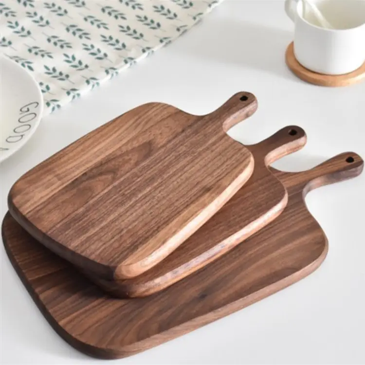 Wholesale custom eco friendly walnut wooden cutting board wood chopping boards with handle