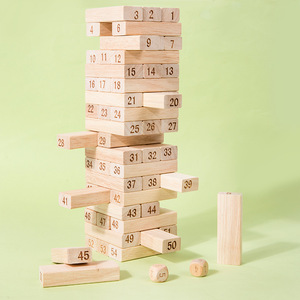 Blok bangunan anak-anak, 54 buah permainan susun interaktif orang tua anak mainan Puzzle pendidikan dini blok bangunan kayu - Product Image 5