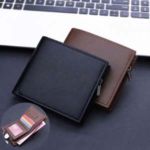 Cartera de PU para Hombre, Monedero, Estilo Vintage, Vertical, Corta, Tarjetero, Bolsa para Dinero, Cartera con Protección RFID - Product Image 1