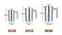 Cafetière à piston en acier inoxydable 304 mat à double paroi, pot à café isotherme avec filtre pour la maison, la cuisine et les cafés