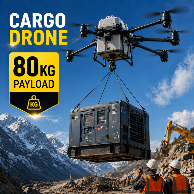 FlyCart 100 Heavy Lift Cargo Drone Industrial UAV 100Kg Payload RTK LiDAR Carbon Fiber 23km Range Construction Logi
