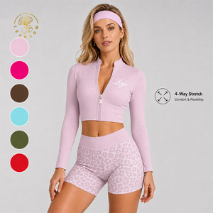 Vêtements de yoga, leggings, veste à manches longues, vêtements de pilates, vêtements de sport, jogging imprimé guépard, <span class=keywords><strong>short</strong></span> de jogging, ensemble de survêtement pour femmes, directement de l'usine - Product Image 1
