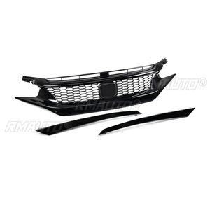 Calandre avant sport en maille noire brillante pour HONDA CIVIC 2016-18 10ème génération, modèles 4 portes et 2 portes - Product Image 2