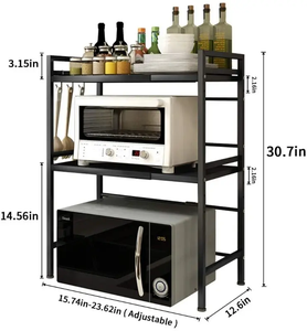 Thiết Kế Hiện Đại H Hình Dạng Đôi Lớp Kính Thiên Văn Lò Vi Sóng Lò Giá Nhà Bếp Gia Vị Giá Phòng Khách Lưu Trữ Giá - Product Image 2