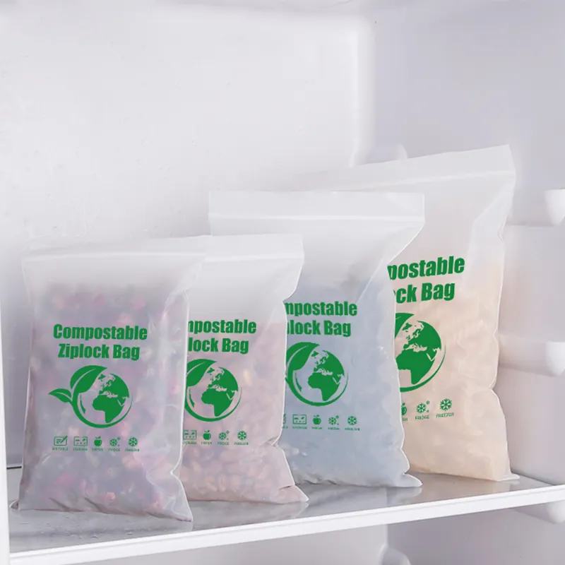 YURUI fabrication 100% amidon de maïs compostable de qualité alimentaire congélateur stockage Non plastique imprimé personnalisé biodégradable sac à fermeture éclair