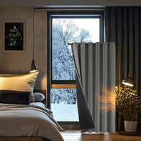 Rideau Thermique Double Couche Épais en Microfibre Matelassée Occultant Hiver Économie d'Énergie Anti-Courant d'Air Chambre Classique