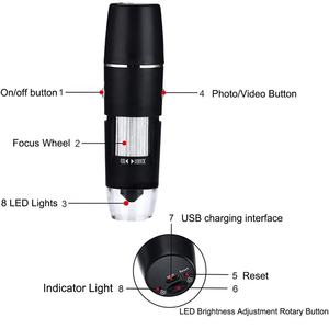 新型1000倍ハンドヘルドデジタル顕微鏡 ポータブル3in1 USB Type-Cマイクロインターフェース電子顕微鏡 8個のLEDライト付きブラケット - Product Image 4