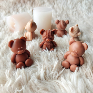3D nhỏ gấu Silicone khuôn cho Nến làm DIY hương liệu áo len gấu vật liệu nhựa cho thực phẩm đóng gói trong túi - Product Image 2