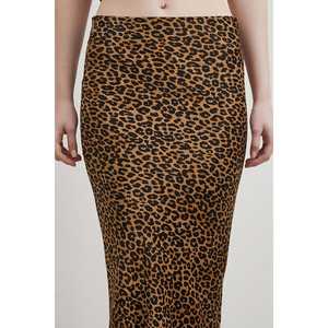 Falda Larga Maxi de Cintura Alta con Estampado de Leopardo para Mujer, Satén, Viscosa, Poliéster, Suave - Product Image 2