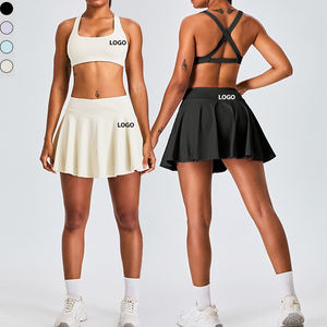 ชุดออกกำลังกายโยคะสำหรับผู้หญิง XW-TM0192Y พร้อมโลโก้สั่งทำ ชุดกีฬา 2 ชิ้น เสื้อชั้นในกีฬาแบบไขว้ระบายอากาศได้ดี กระโปรงสำหรับเล่นแบดมินตันและเทนนิส - Product Image 1
