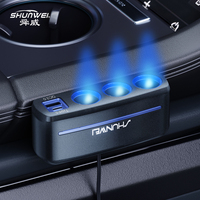 Charge rapide 3.0 Type C chargeur de voiture prise de convertisseur d'allume-cigare à 3 ports avec séparateur 12-24v pour prises de courant
