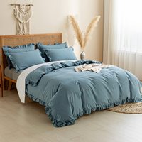 Ensemble de housse de couette à volants rustique 100% coton, 3 pièces, style Boho, avec fermeture éclair et attaches